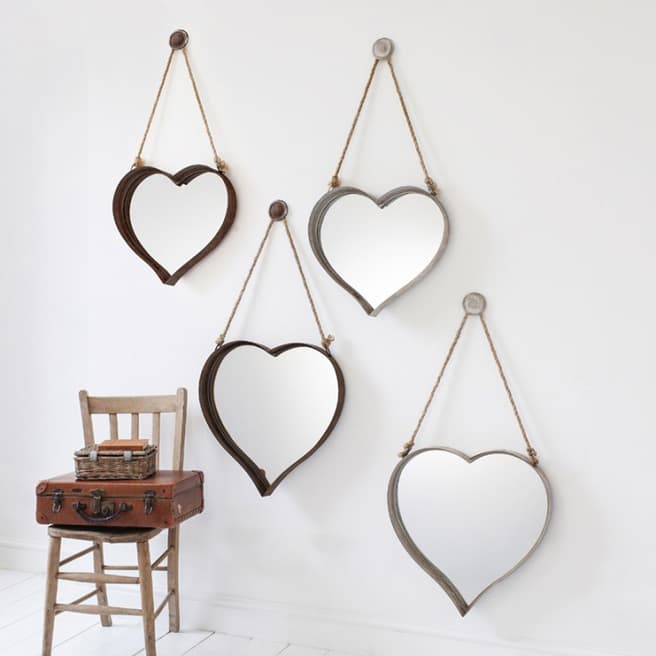 Gallery Living Set Of Two Cream Vintage Metal Heart Mirrors