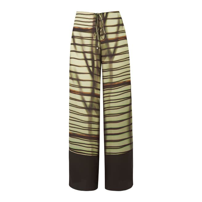 Amanda Wakeley Peridot/ Ebony Cayetona Printed Satinised Georgette Trousers