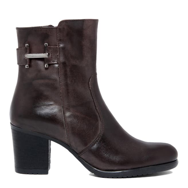Pielibre Distressed Effect Brown Leather Boots With Buckle Detail