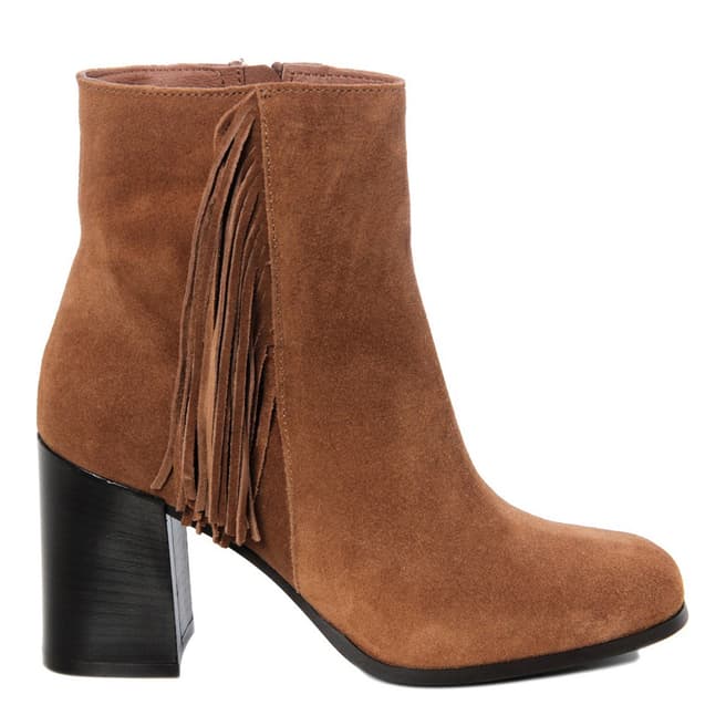 Gusto Camel Leather Crosta Block Heel Ankle Boots