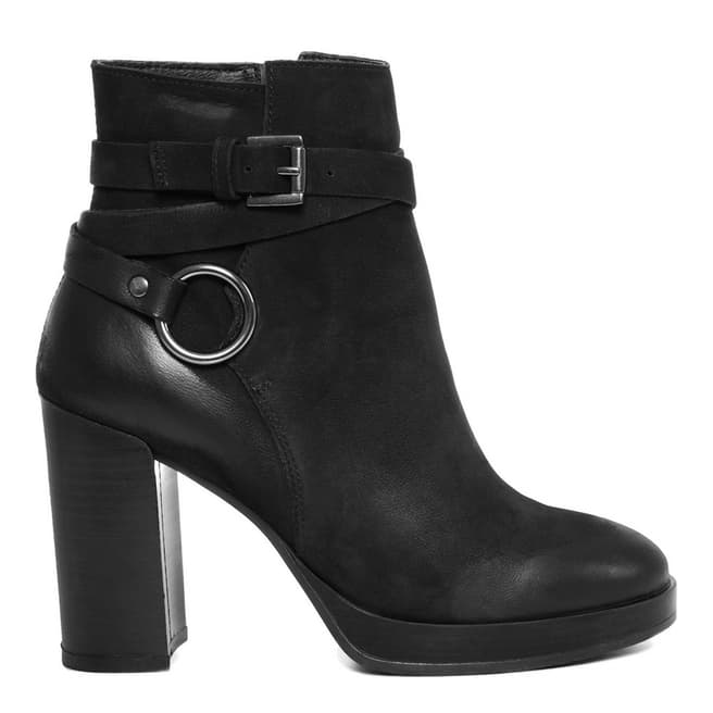 Gusto Black Leather Prince Ankle Boots
