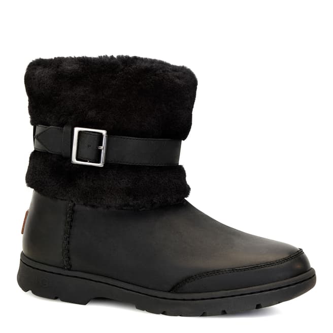 UGG Black Leather Brielle Ankle Boots
