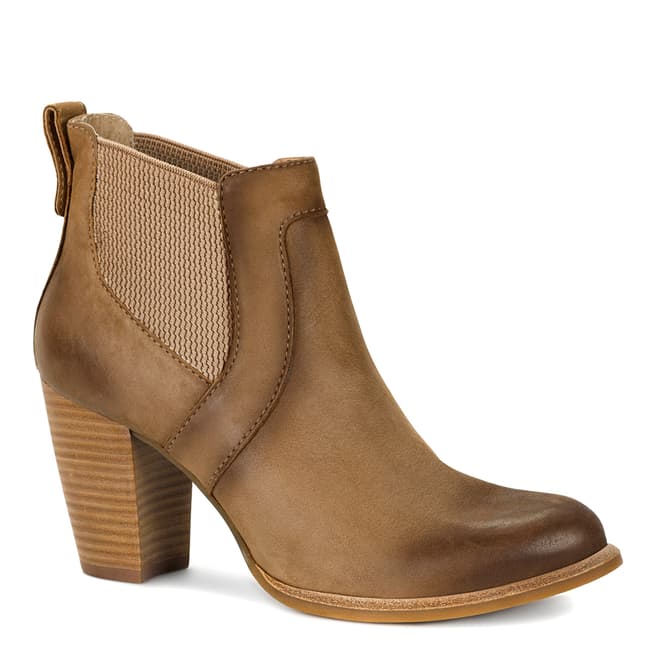 UGG Tan Leather Cobie Heeled Chelsea Boots