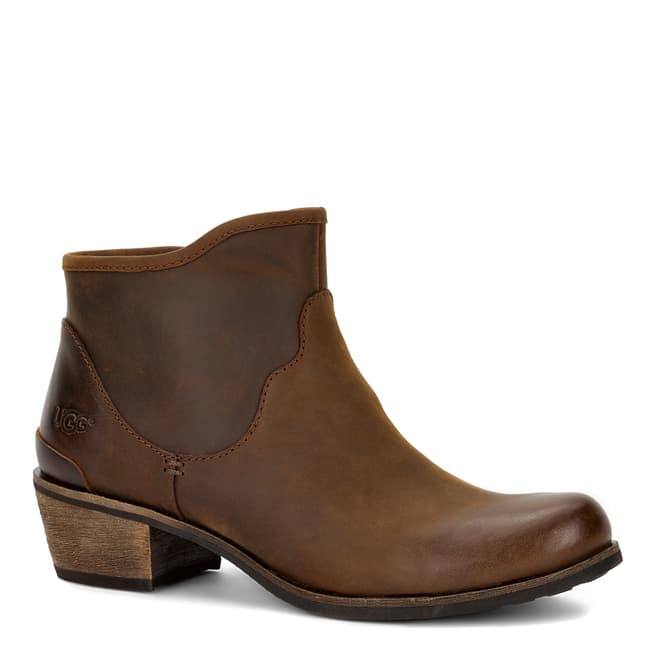 UGG Brown Leather Penelope Ankle Boots