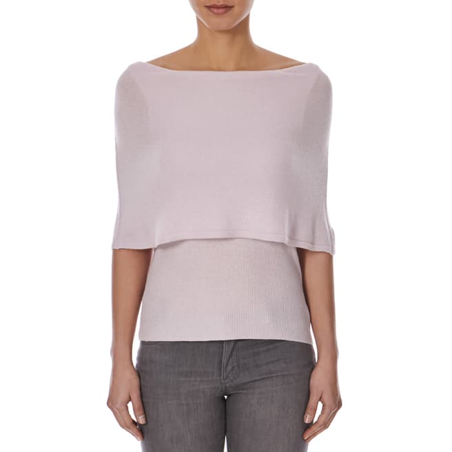 Halston Heritage Pink Cashmere and Wool Blend Poncho Top