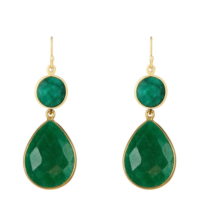 Liv Oliver Gold/Emerald Pear Drop Earrings