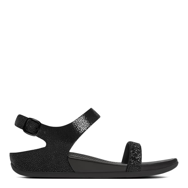FitFlop Black Leather Roxy Slide Sandals