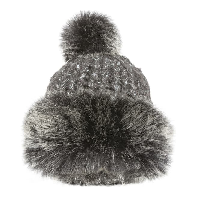 JayLey Collection Luxury Faux Knit Pompom Hat Black