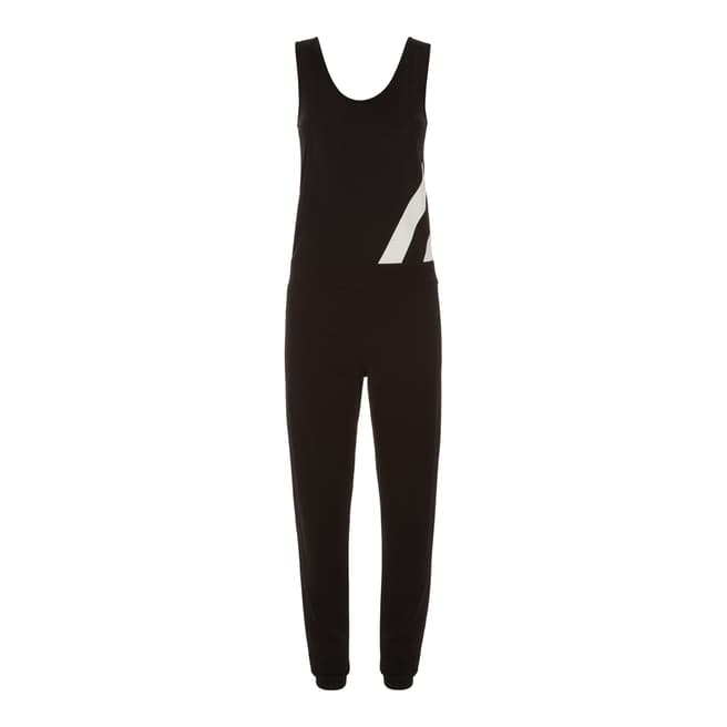 Jaeger Black/Ivory Stripe Panelled Jersey Jumpsuit