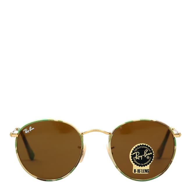 Ray-Ban Unisex Green/Beige Camoflage Round Sunglasses 50mm