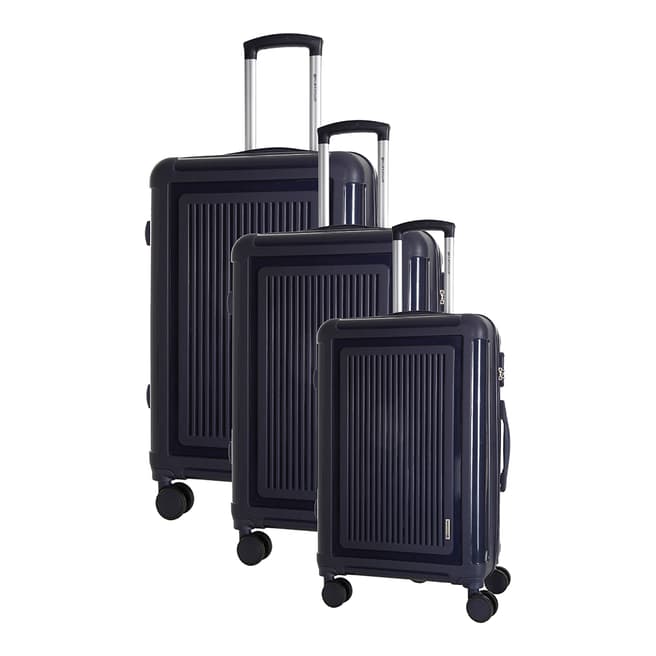 Platinium Set Of Three Navy Torquay Spinner Suitcases 50/60/70cm