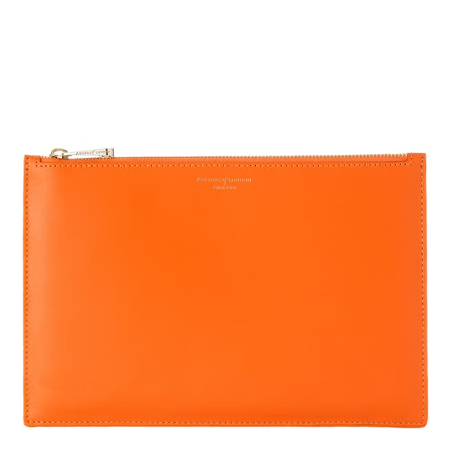 Aspinal of London Orange Leather Essential Large Smooth Pouch