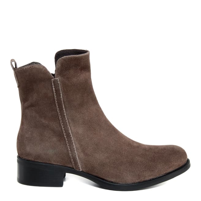 Paola Ferri Taupe Suede Cut Out Chelsea Boots