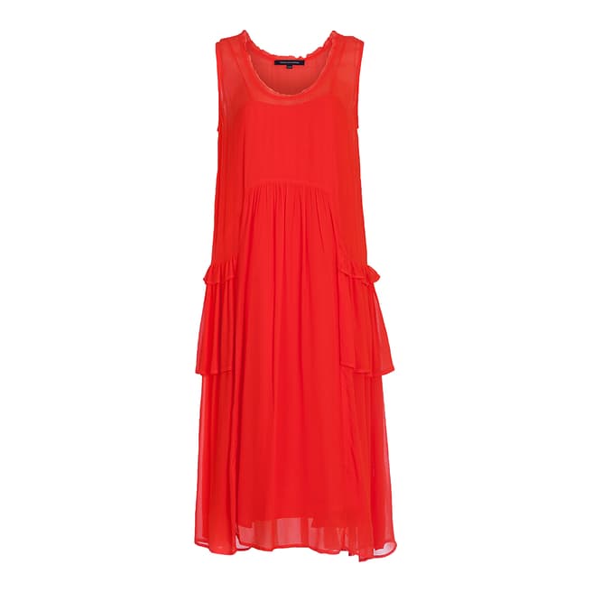 French Connection Red Rosie Drape Ruffle Dress