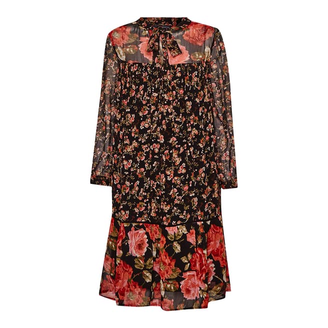 French Connection Black Anastasia Floral Relaxed Tea Dress