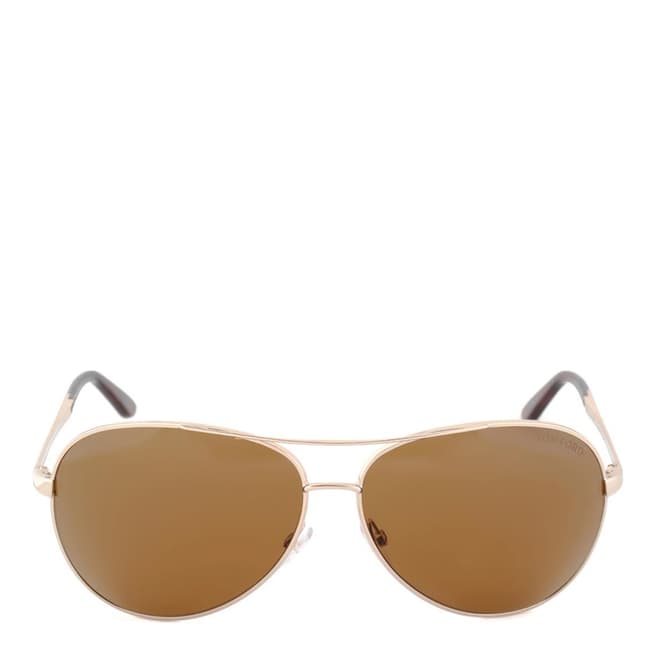 Tom Ford Men's Rose Gold/Brown Polarised Charles Sunglasses 62mm