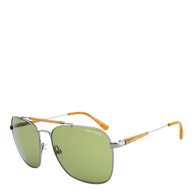 Tom Ford Men's Edward Light Brown Gunmetal/Green Sunglasses 58mm