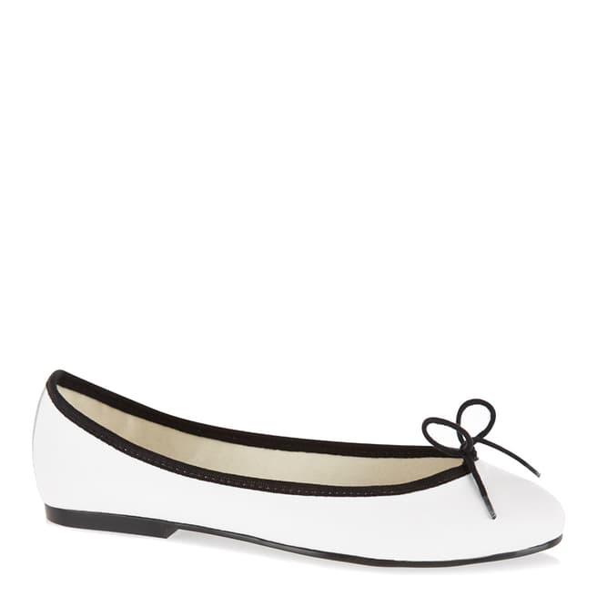 French Sole White Leather India Ballet Flats