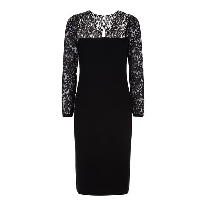 Jaeger Black Lace Panelled Knitted Dress