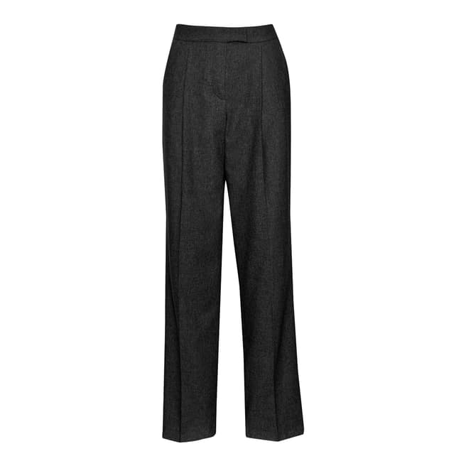 Great Plains Black Wool Blend Flannel Tailored Trousers