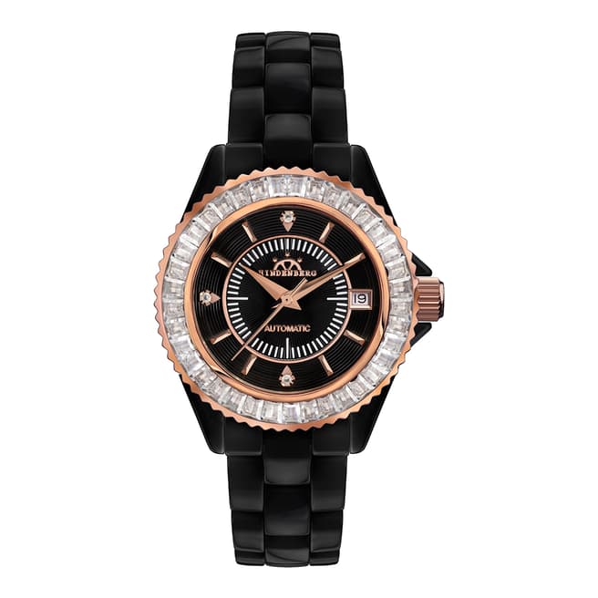 Hindenberg Women's Black/Rose Gold Ceramic Galaxy Watch