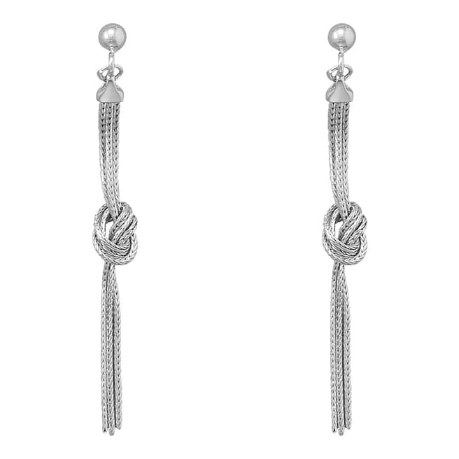 Chloe Collection by Liv Oliver Silver Long Multi Chain Knot Earrings