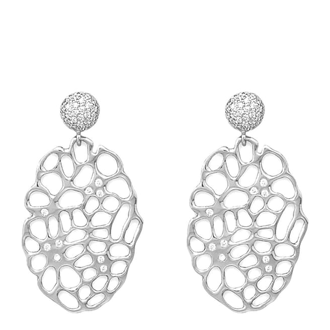 Alexa by Liv Oliver Silver Pave Cut Out Earrings