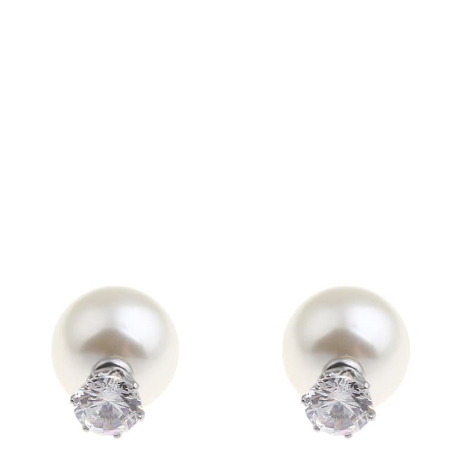 Alexa by Liv Oliver Silver Plated Pearl Double Sided Earrings