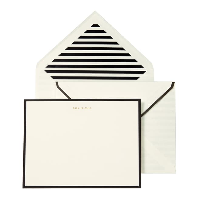 Kate Spade Set Of Ten Black/White Talk is Chic Notecards And Envelopes