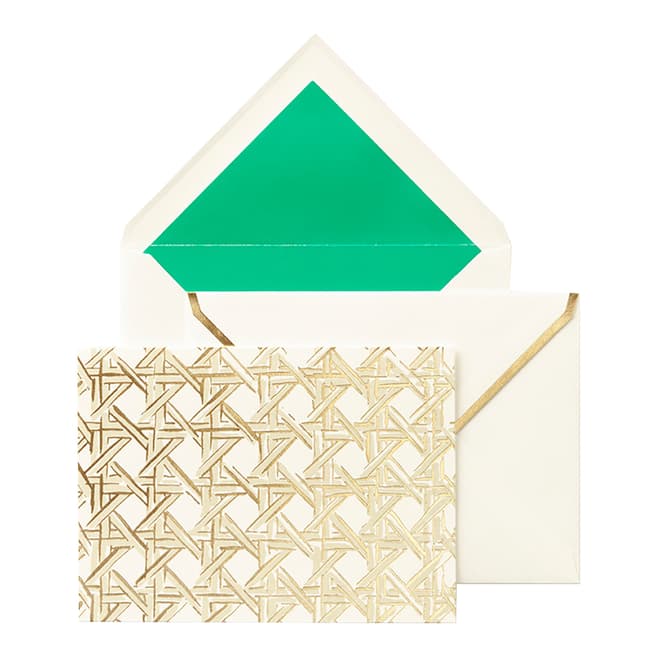 Kate Spade Set Of Ten Gold Caning Notecards And Envelopes
