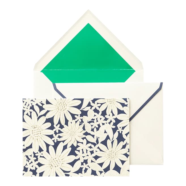 Kate Spade Set Of Ten Blue/White Daisy Lace Notecards And Envelopes