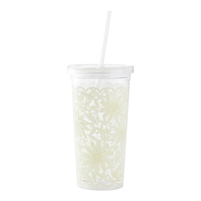 Kate Spade Clear Daisy Lace Tumbler With Straw