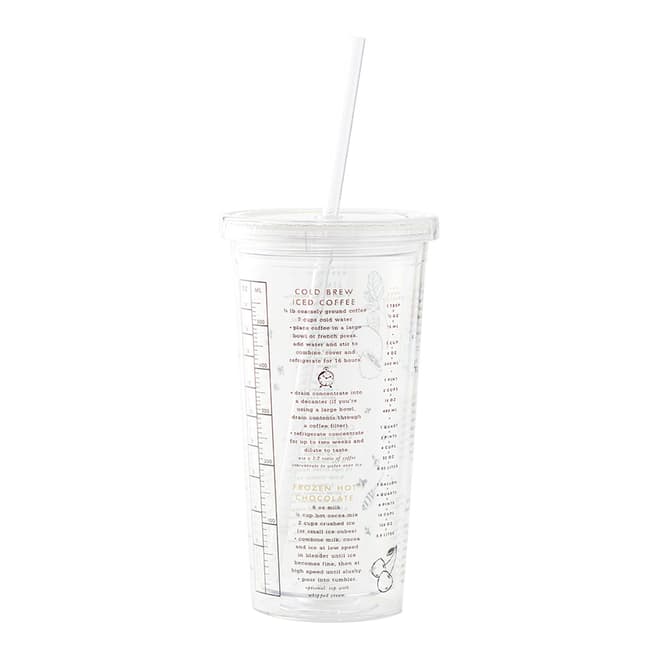 Kate Spade Clear Recipe Print Plastic Tumbler With Straw