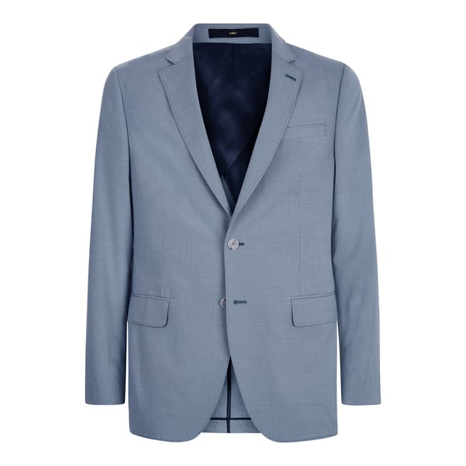 Jaeger Blue Wool/Cotton Blend Modern Micropuppy Suit Jacket