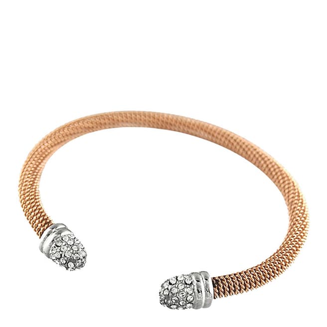 Black Label by Liv Oliver Rose Gold And Crystal Cuff Bangle