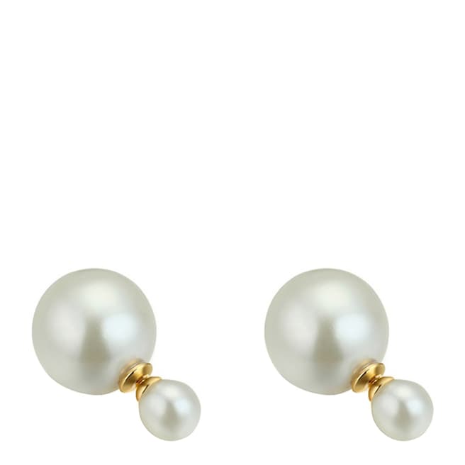 Liv Oliver White/Gold Double Pearl Earrings