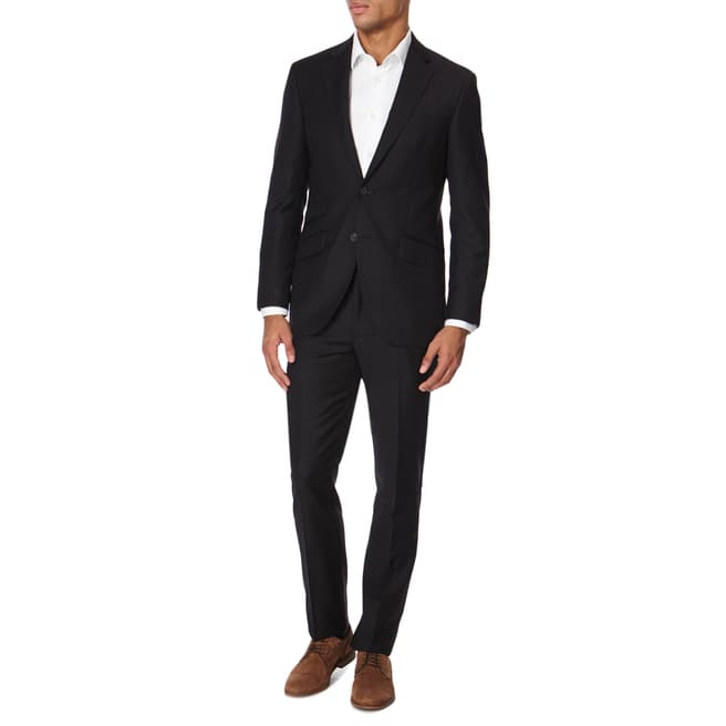 Hackett London Black Wool Blend Plain Suit