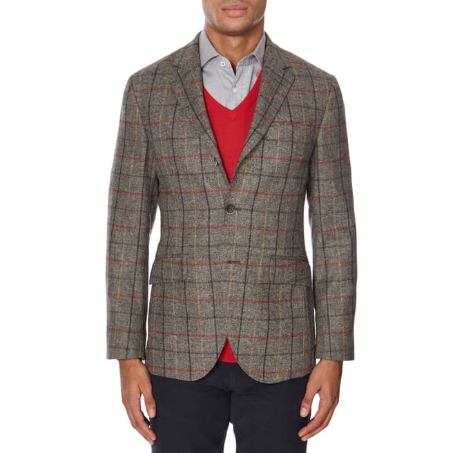 Hackett London Brown Wool Tweed Jacket