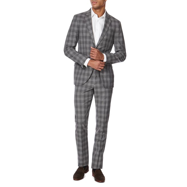 Hackett London Grey Wool Wool Check Suit