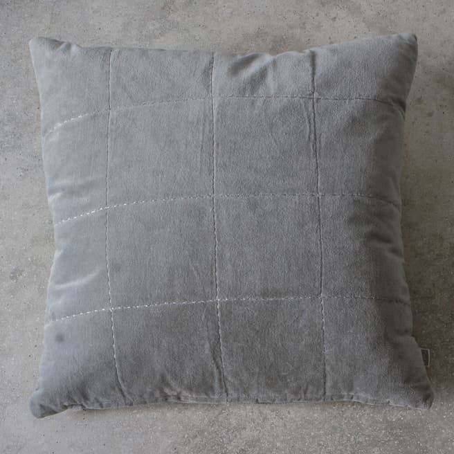 Gallery Living Grey Kirkby Stabstitch Velvet Cushion 45x45cm