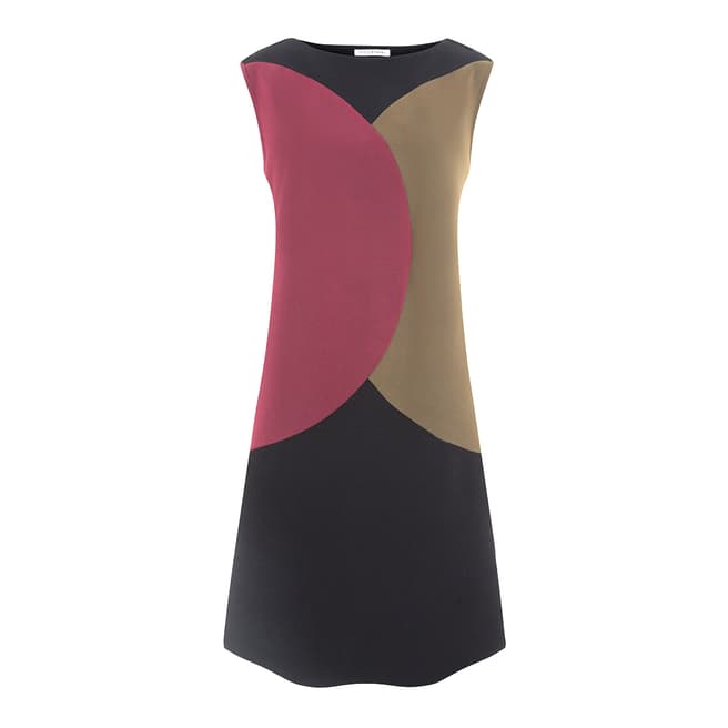 Nicole Farhi Grey/Pink/Beige Silk Blend Tinted Fusing Dress