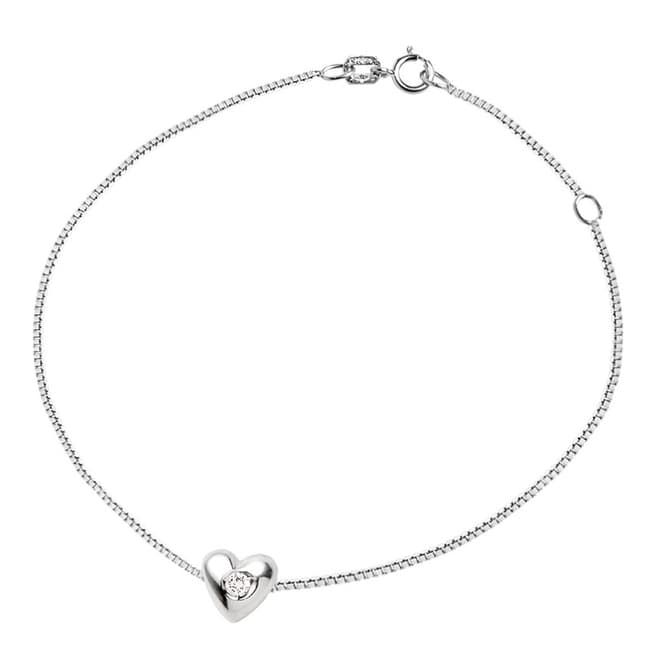 Dyamant Sterling Silver Diamond Heart Bracelet 0.03ct