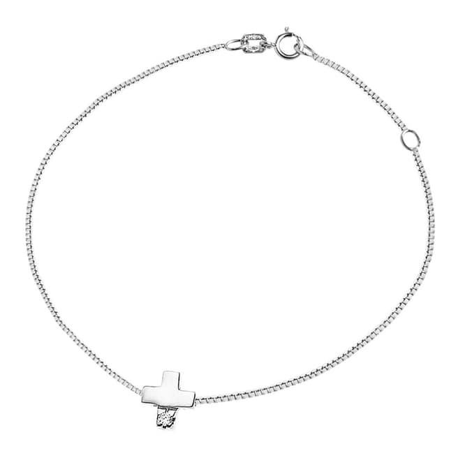 Dyamant Sterling Silver Diamond Cross Bracelet 0.03ct