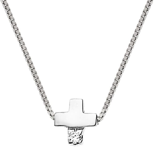 Dyamant Silver Diamond Cross Pendant Necklace 0.05ct