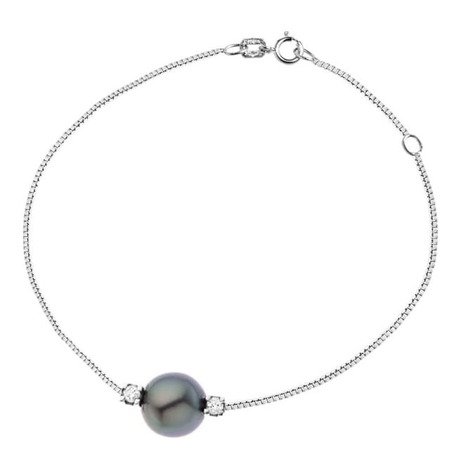 Dyamant Silver Link Venitienne Tahiti Pearl Bracelet 0.03cts