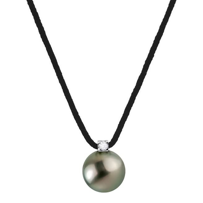 Dyamant Black Tahiti Pearl Necklace 0.03cts