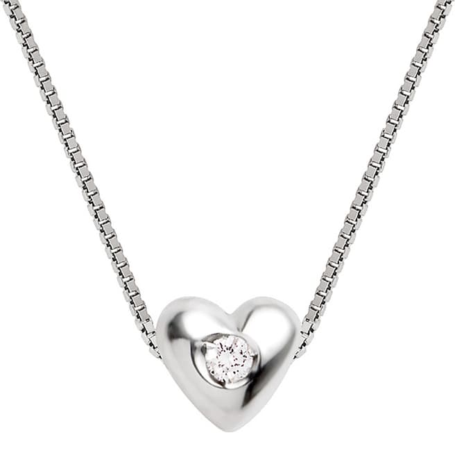 Dyamant Sterling Silver Diamond Heart Pendant Necklace 0.03ct