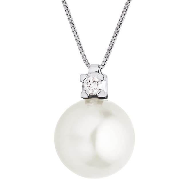 Dyamant White Freshwater Pearl Pendant Necklace 0.03ct
