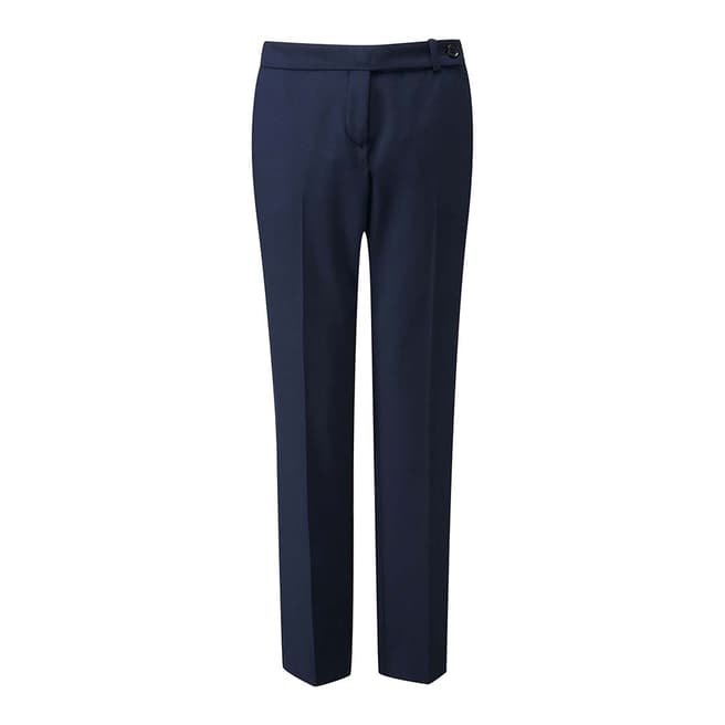 Pure Collection Navy Tailored Wool Blend Trousers
