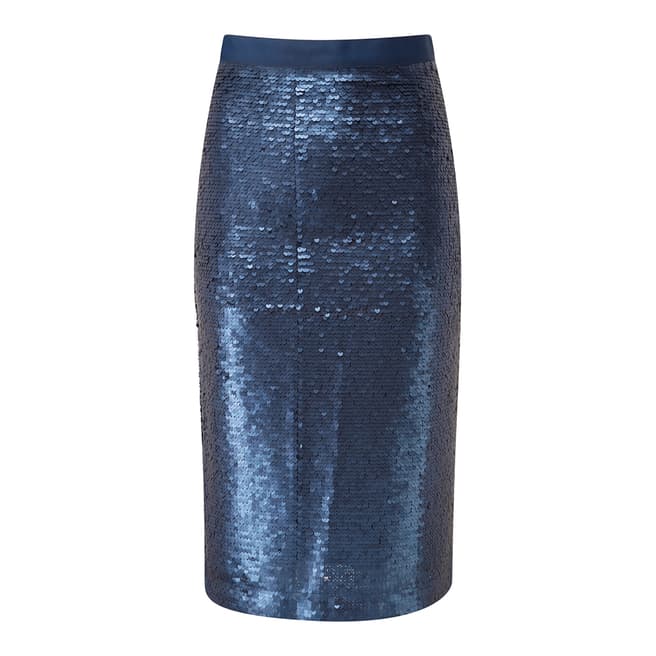 Pure Collection Navy Sequin Pencil Skirt